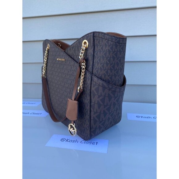 Michael Kors shoulder bag tote xchain bag jet set bag MK signature brown - Picture 6 of 12